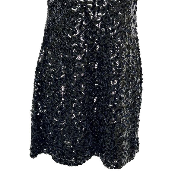 Pretty Guide Black V-Neck Sequin Knee Length Short Sleeve Glam Vixen Dress - Picture 3 of 7